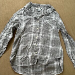 Old Navy Gray Button Down Flannel Shirt Classic Style